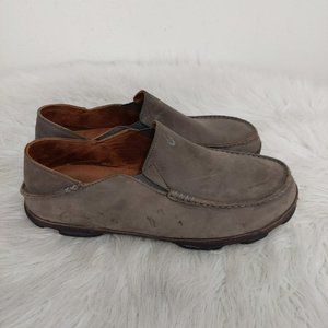Olukai Moloa Kohana Men's Gray Nubuck Leather Mocs Loafers Slippers Slip-on 11